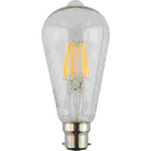 LED ST64 8W B22 2700K CLEAR DIMMABLE LAMP