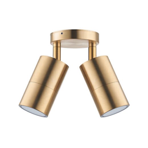 GAVEL IP65 POLISHED BRASS TWIN EXTERIOR LIGHT
