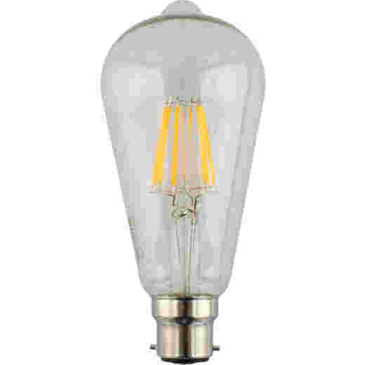 LED ST64 8W B22 2700K CLEAR LAMP