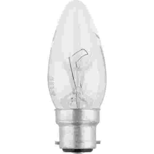 INCANDESCENT 60W B22 CLEAR DIMMABLE CANDLE LAMP