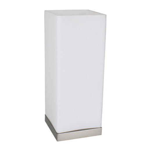 PABLO SQUARE BRUSHED CHROME/OPAL TOUCH LAMP