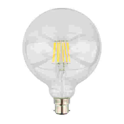 LED G125 8W B22 2700K CLEAR DIMMABLE LAMP