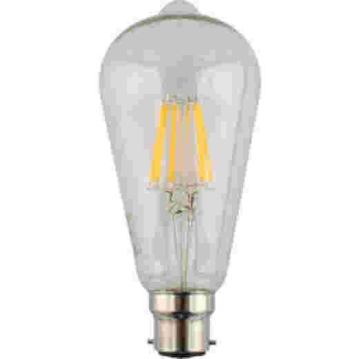 LED ST64 8W B22 WARM WHITE CLEAR DIMMABLE LAMP
