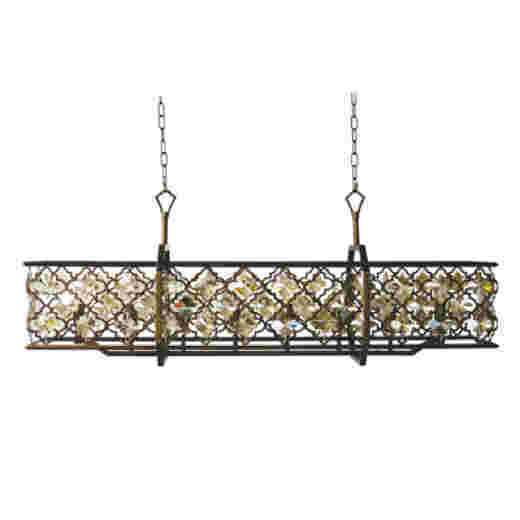 ORLEANS WEATHERED BRONZE-CRYSTAL 120CM 8 LIGHT PENDANT