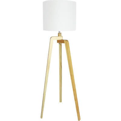 Lund Wood Floor Lamp C W Shade, Scandinavian Floor Lamp Nz