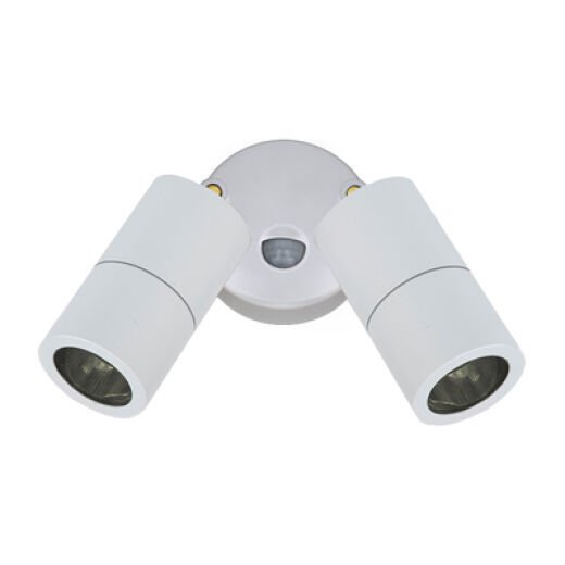 GAVEL IP65 WHITE TWIN SECURITY LIGHT
