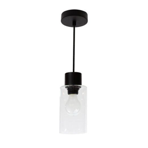 LYSA MATT BLACK/CLEAR GLASS 1 LIGHT PENDANT