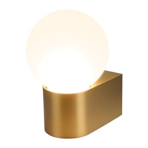 VEGA IP44 BRUSHED BRASS/OPAL GLASS SPHERE WALL LIGHT