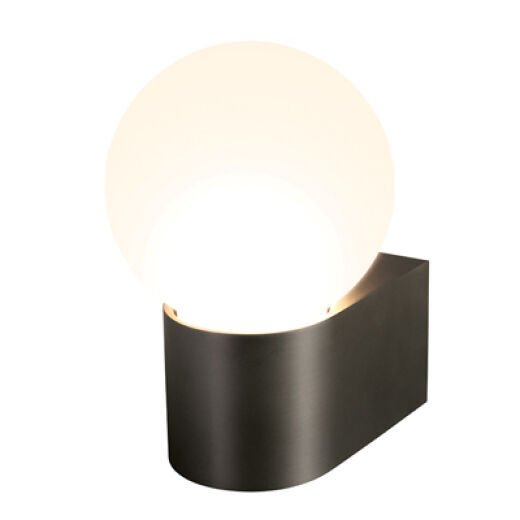 VEGA IP44 DARK BRONZE/OPAL GLASS SPHERE WALL LIGHT