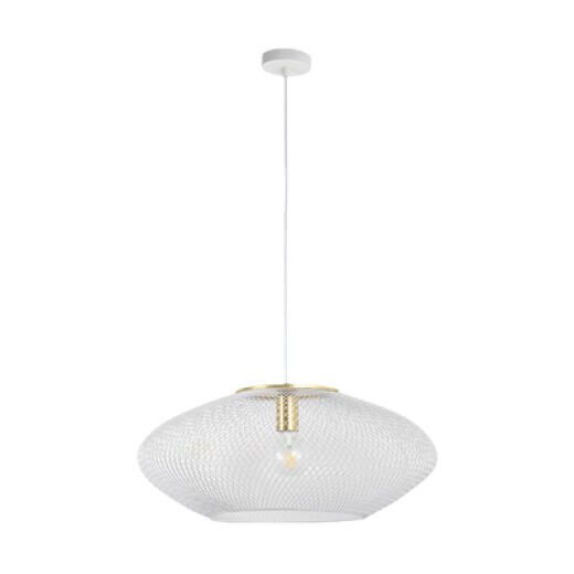 AREZO MATT WHITE/BRUSHED BRASS 60CM 1 LIGHT PENDANT