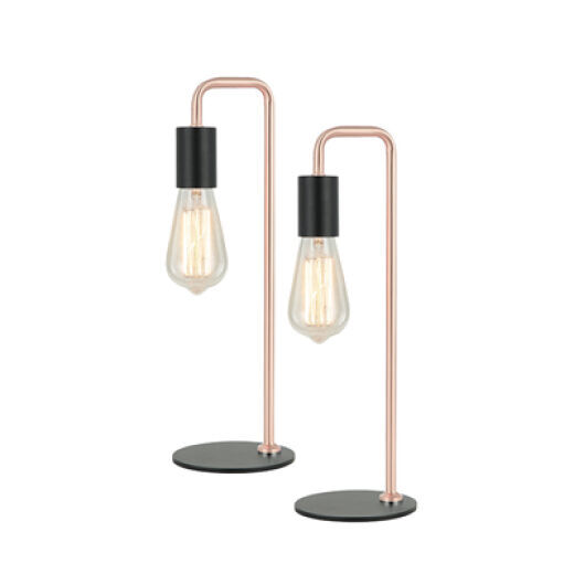 YORK BLACK/COPPER TABLE LAMP TWIN PACK