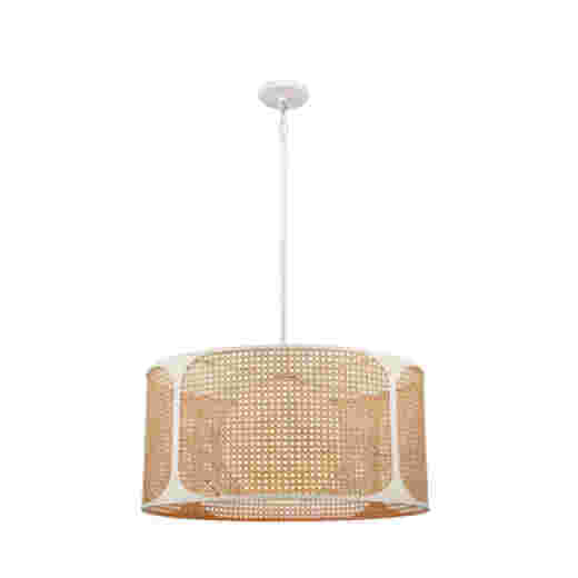 NASSAU MATT WHITE /BAMBOO WEBBING 56CM 1 LIGHT PENDANT