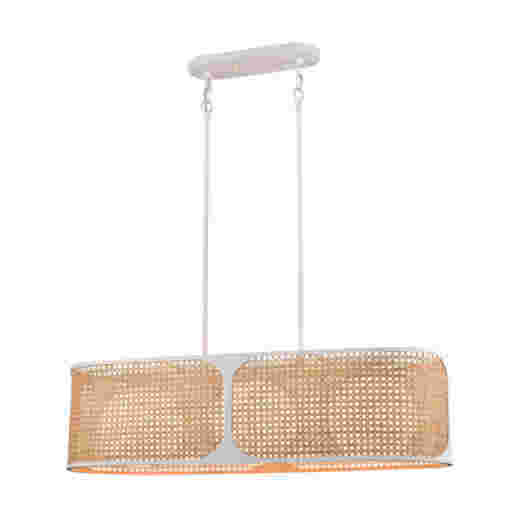 NASSAU MATT WHITE/BAMBOO WEBBING 92CM 3 LIGHT PENDANT