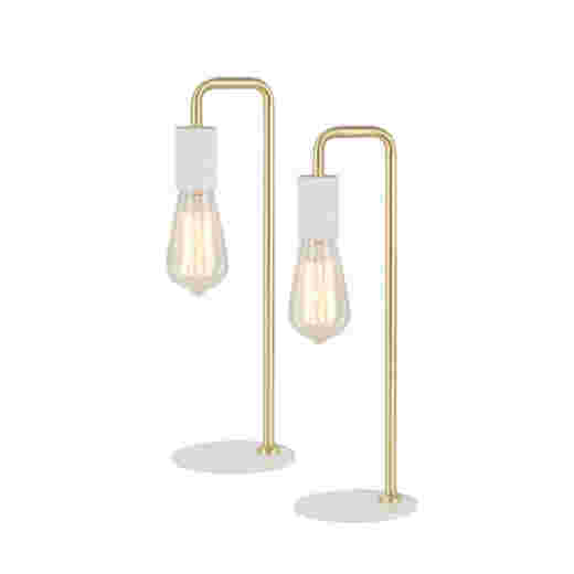 YORK WHITE/BRUSHED BRASS TABLE LAMP TWIN PACK
