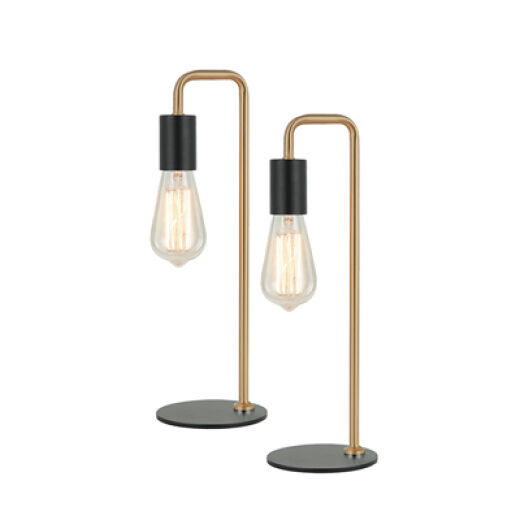 YORK BLACK/ANTIQUE BRASS TABLE LAMP TWIN PACK
