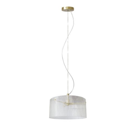 COSTA BRUSHED BRASS/CLEAR GLASS 35CM 1 LIGHT PENDANT
