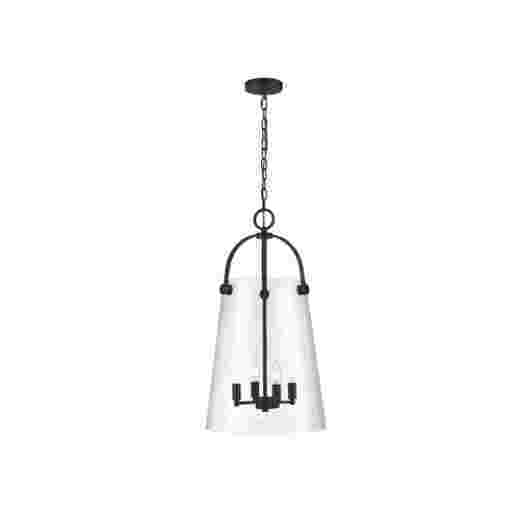 IVY MATT BLACK/CLEAR GLASS 38CM 4 LIGHT PENDANT