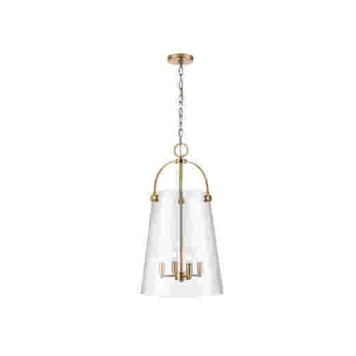 IVY BRASS/CLEAR GLASS 38CM 4 LIGHT PENDANT