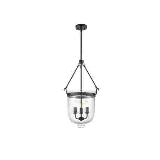 DANTE MATT BLACK/CLEAR GLASS 38CM 3 LIGHT PENDANT