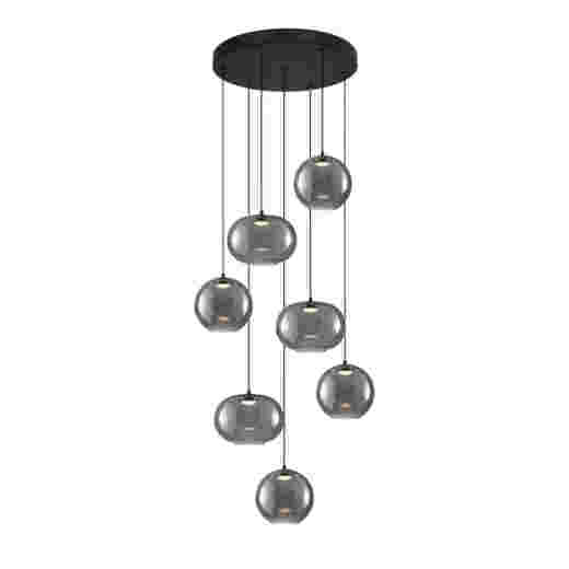 MONTREAL 24W 3000K MATT BLACK/SMOKE GLASS 7 LIGHT LED PENDANT