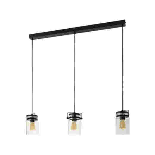 AGAR MATT BLACK/CLEAR GLASS 3 LIGHT PENDANT