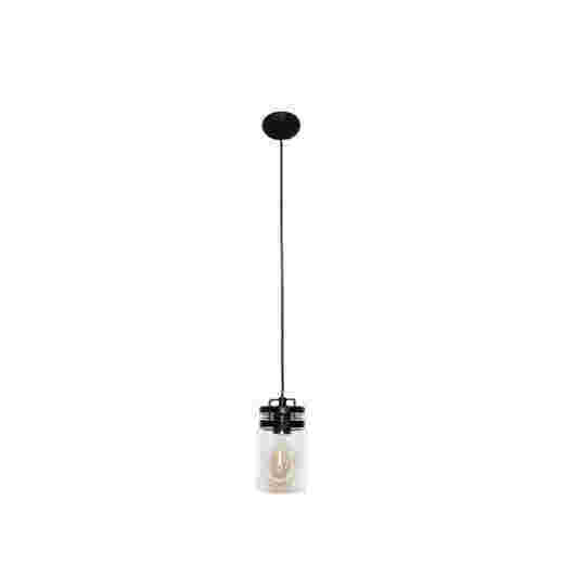 AGAR MATT BLACK/CLEAR GLASS 1 LIGHT PENDANT