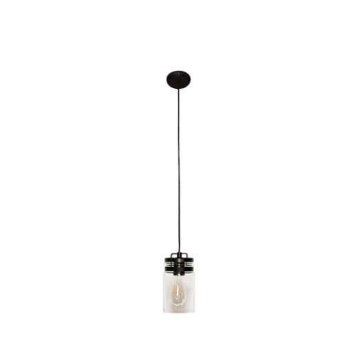 AGAR MATT BLACK/CLEAR GLASS 1 LIGHT PENDANT