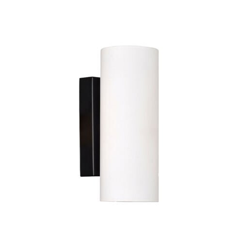 CANUDO MATT BLACK/OPAL GLASS 2 LIGHT WALL LIGHT