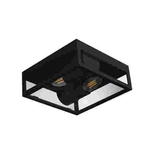 ESKEN IP65 BLACK 2 LIGHT EXTERIOR CEILING LIGHT