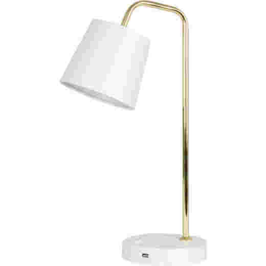 HENK WHITE/BRUSHED BRASS USB TABLE LAMP