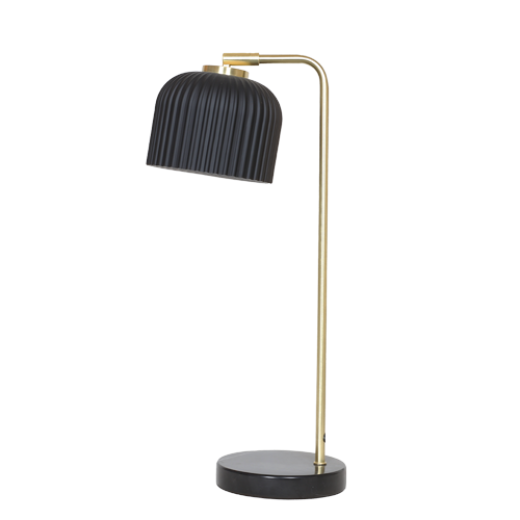 BARONA BLACK MARBLE/BRUSHED BRASS/BLACK GLASS TABLE LAMP