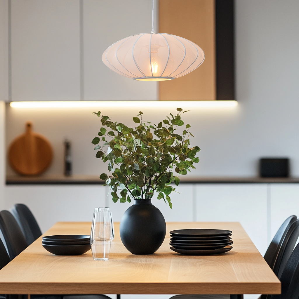Photo inspiration: Picture Idea: Zenith 40 White Gauze Fabric 1Lt Pendant