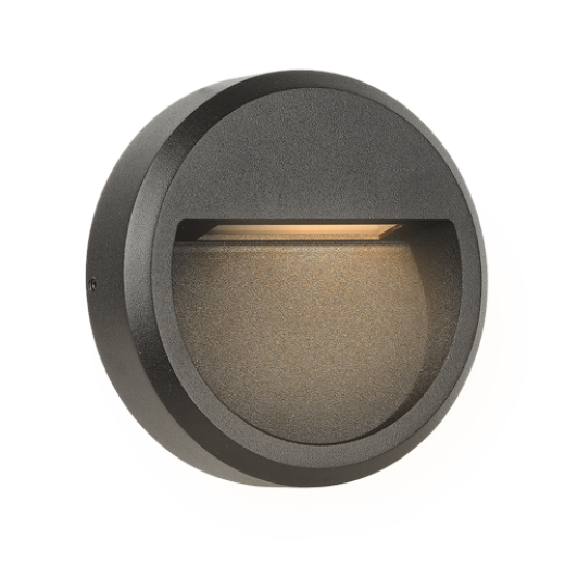 SEMITA 12V IP65 SANDY BLACK ROUND EXTERIOR WALL LIGHT