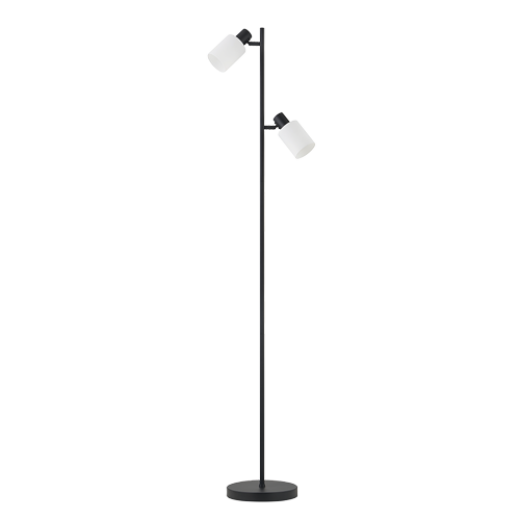 LISBON SANDY BLACK/OPAL GLASS 2 LIGHT FLOOR LAMP