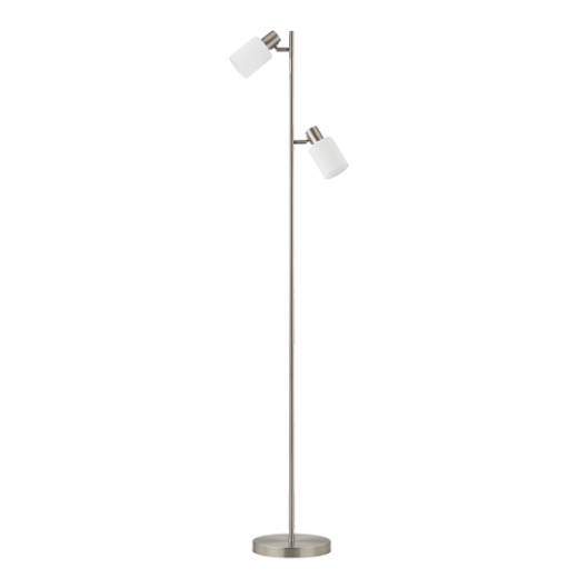 LISBON BRUSHED CHROME/OPAL GLASS 2 LIGHT FLOOR LAMP