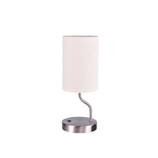 STELLA BRUSHED CHROME/OFF WHITE USB A+C TABLE LAMP