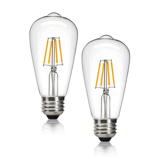 LED ST64 4W E27 WARM WHITE CLEAR LAMP TWIN PACK
