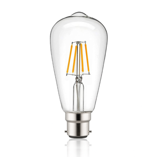 LED ST64 8W B22 WARM WHITE CLEAR DIMMABLE LAMP