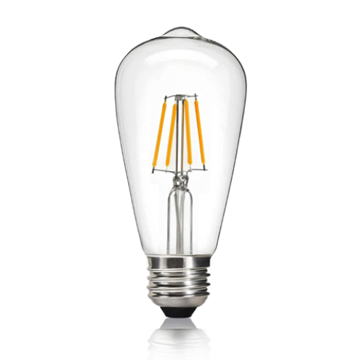 LED ST64 6W E27 WARM WHITE CLEAR LAMP