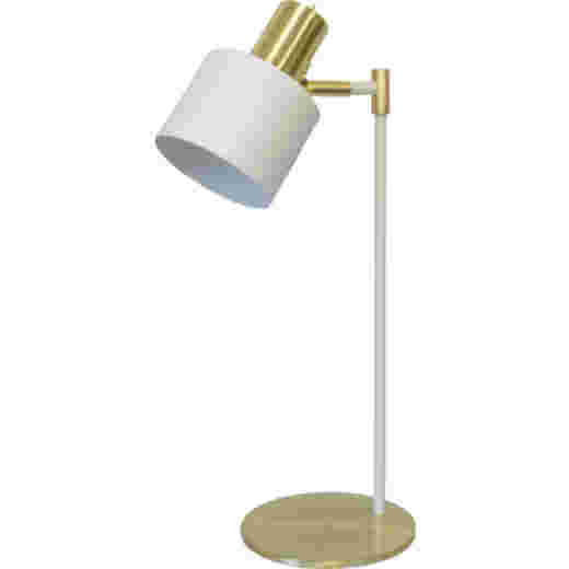 ARI WHITE/BRUSHED BRASS DESK LAMP