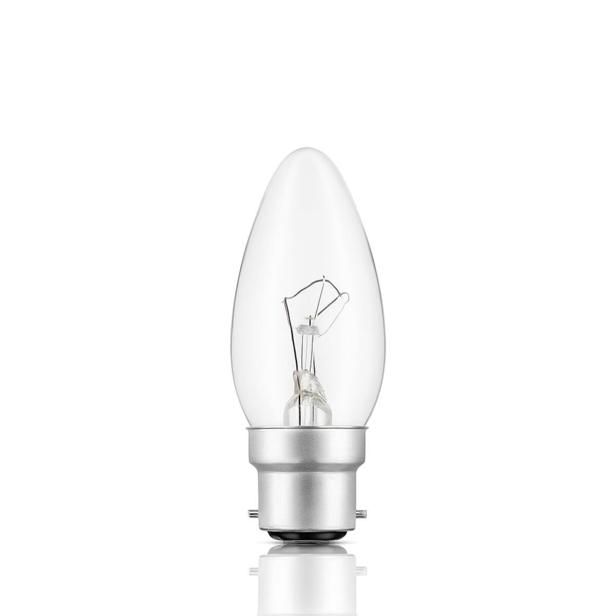 40W BC CLEAR PLAIN CANDLE LAMP - Lightingplus