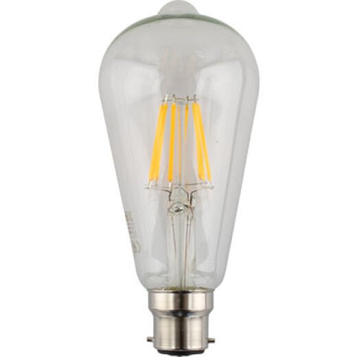 LED ST64 6W B22 WARM WHITE CLEAR DIMMABLE LAMP