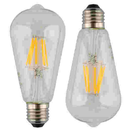 LED ST64 4W E27 2700K CLEAR LAMP TWIN PACK