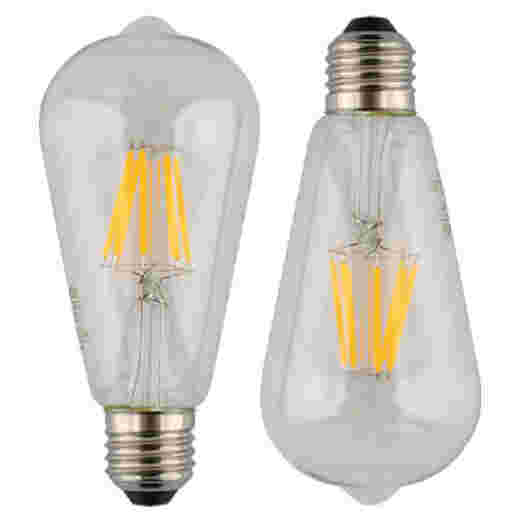 LED ST64 4W E27 WARM WHITE CLEAR LAMP TWIN PACK