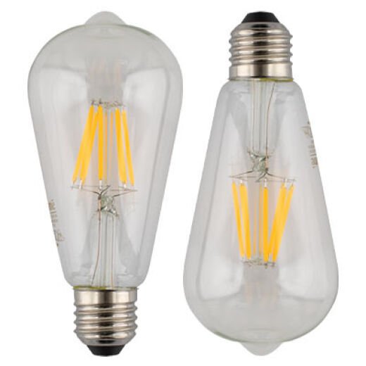 LED ST64 4W E27 WARM WHITE CLEAR LAMP TWIN PACK