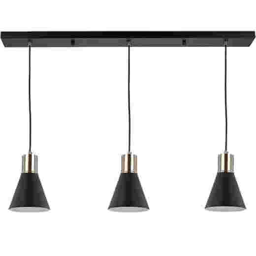 KOMO BLACK/BRUSHED CHROME 3 BAR PENDANT