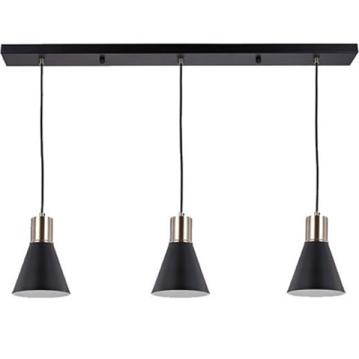 KOMO BLACK/BRUSHED CHROME 3 BAR PENDANT