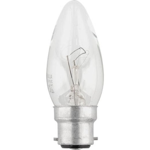 INCANDESCENT 60W B22 CLEAR DIMMABLE CANDLE LAMP