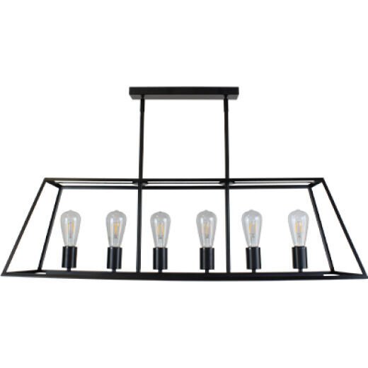 SOUTHPORT BLACK 100CM 6 LIGHT PENDANT