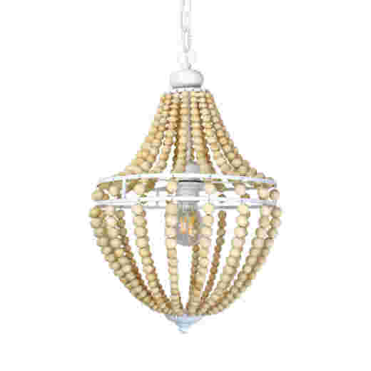 Nadora 1 Light Beaded Pendant - White/Natural